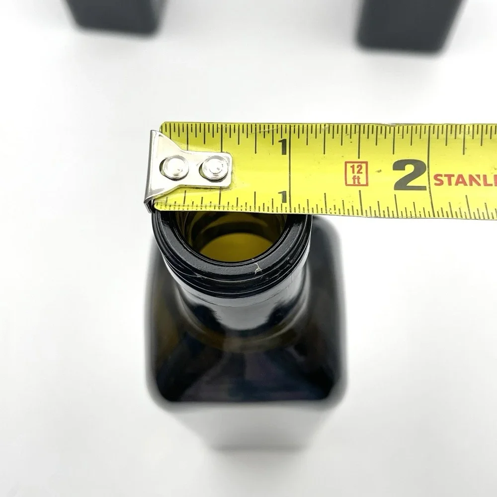 Set of 3 500ml 50cl Dark Green‎ Square Glass Bottles Olive Oil 10.25